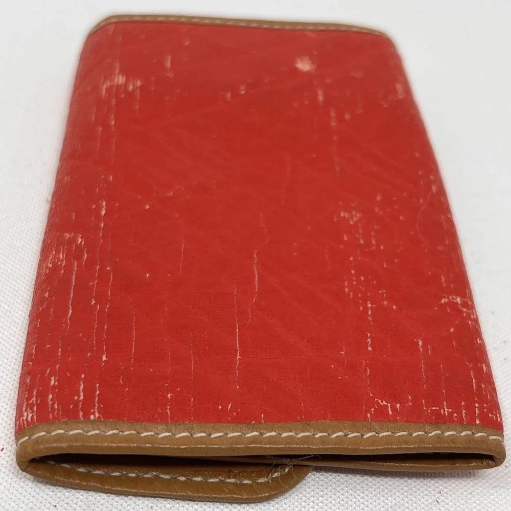 Fendi Red Brown Leather Envelope 6 Key Chain for Women, Logo Accent, 4x2.5in